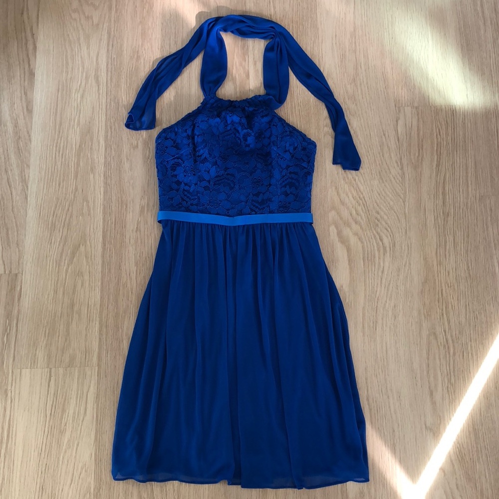 David’s Bridal Short Lace Mesh Dress Halter Dress